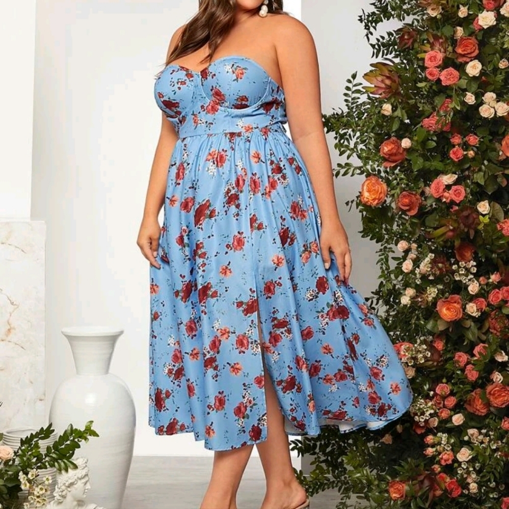 NWOT Floral Bustier Dress  (Plus Size) - Picture 4 of 8